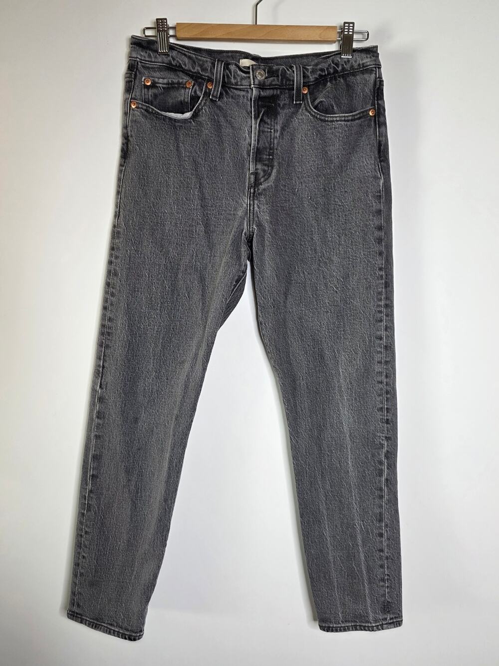 Levi's High-Rise Button-Fly Grey wedgie Jeans Size 29 NO STRETCH 99% Cotton
